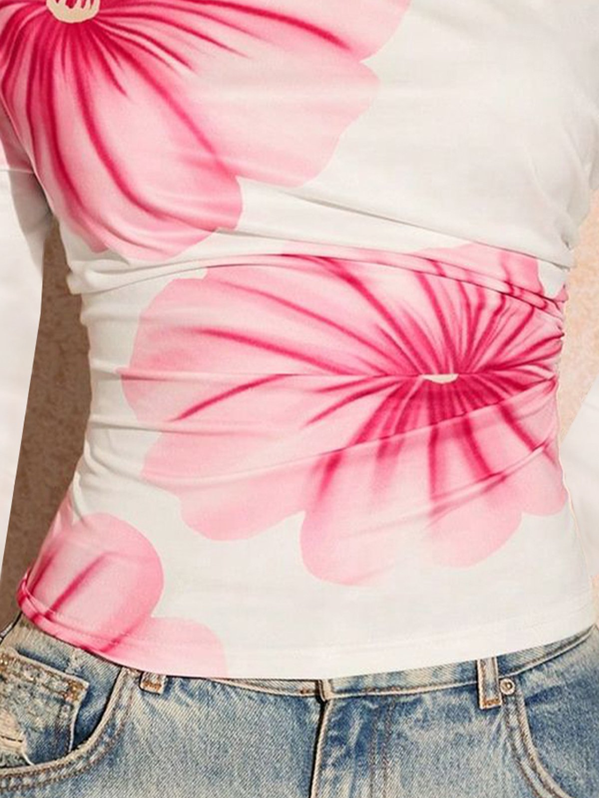 Floral Printing Tight T-Shirt