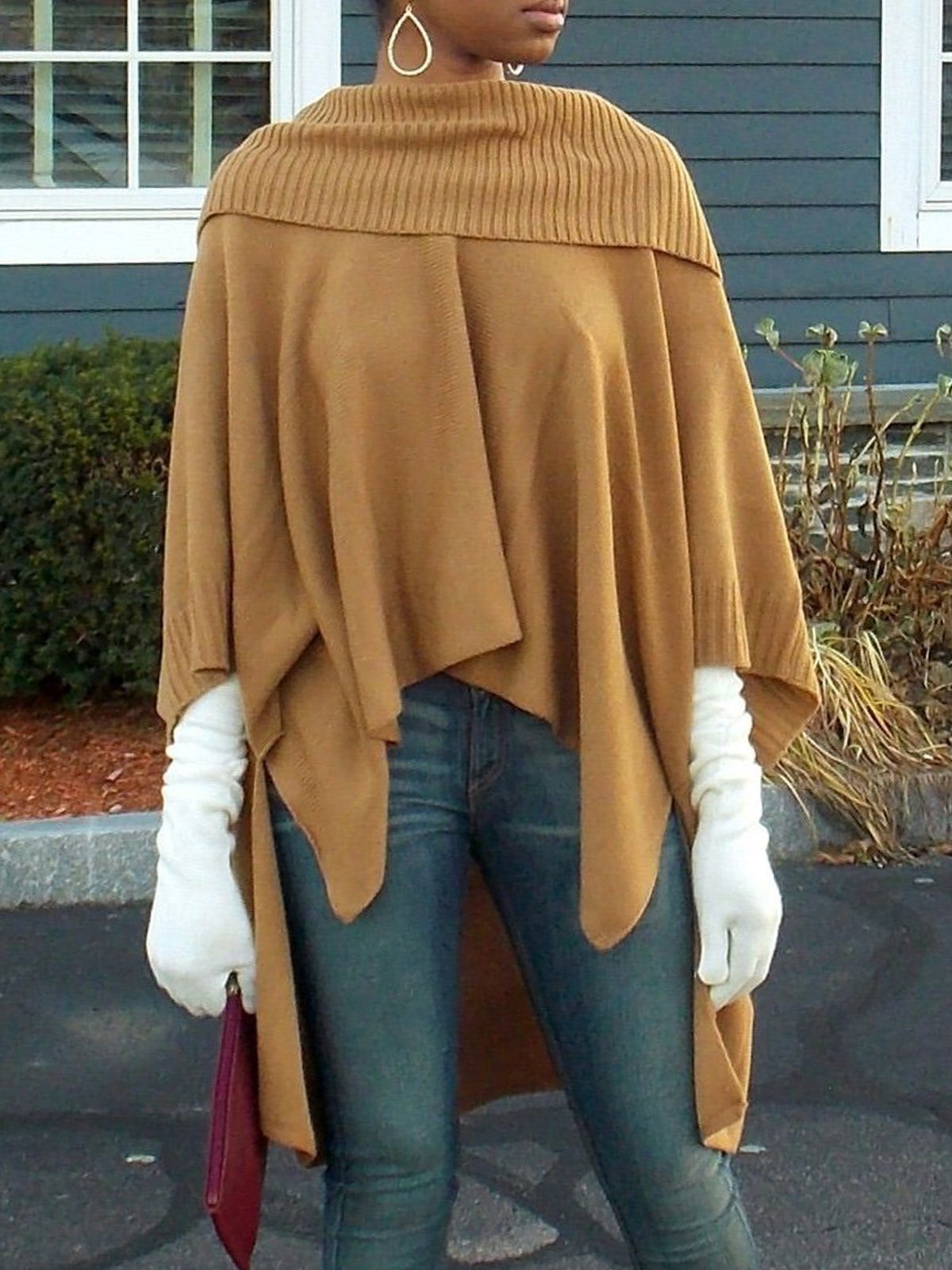 Loose Casual Plain Sweater Cloak