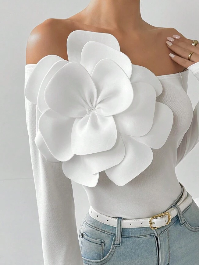 Urban Floral 3D Floral Off The Shoulder Blouse