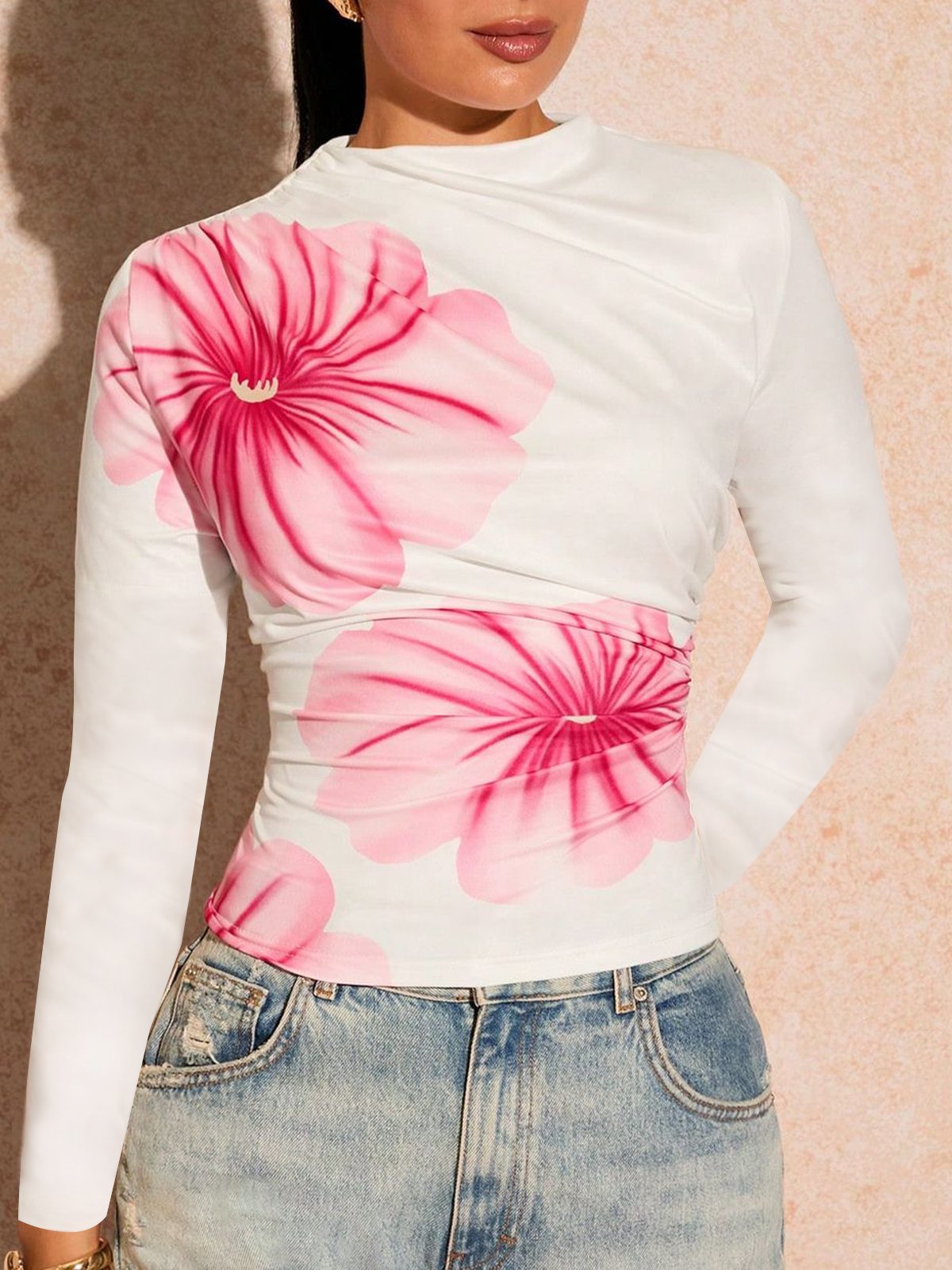 Floral Printing Tight T-Shirt