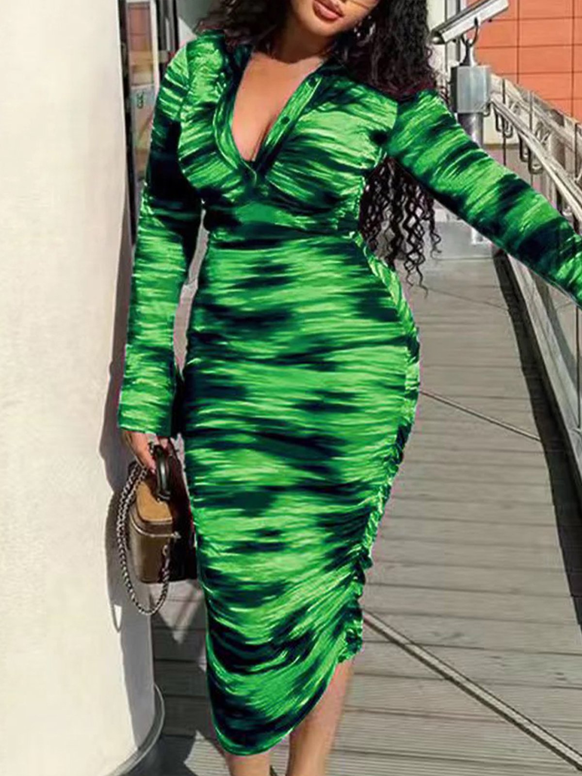 Elegant Random Print Bodycon Dress