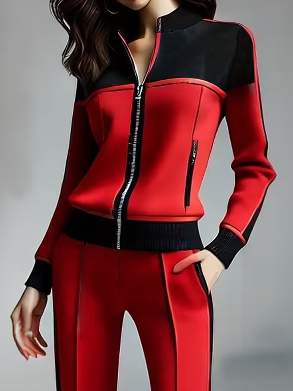 Medium Elasticity Casual Color Block  Jacket