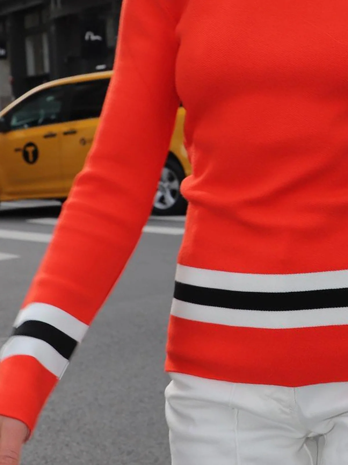 Turtleneck Urban Color Block Tight Sweater