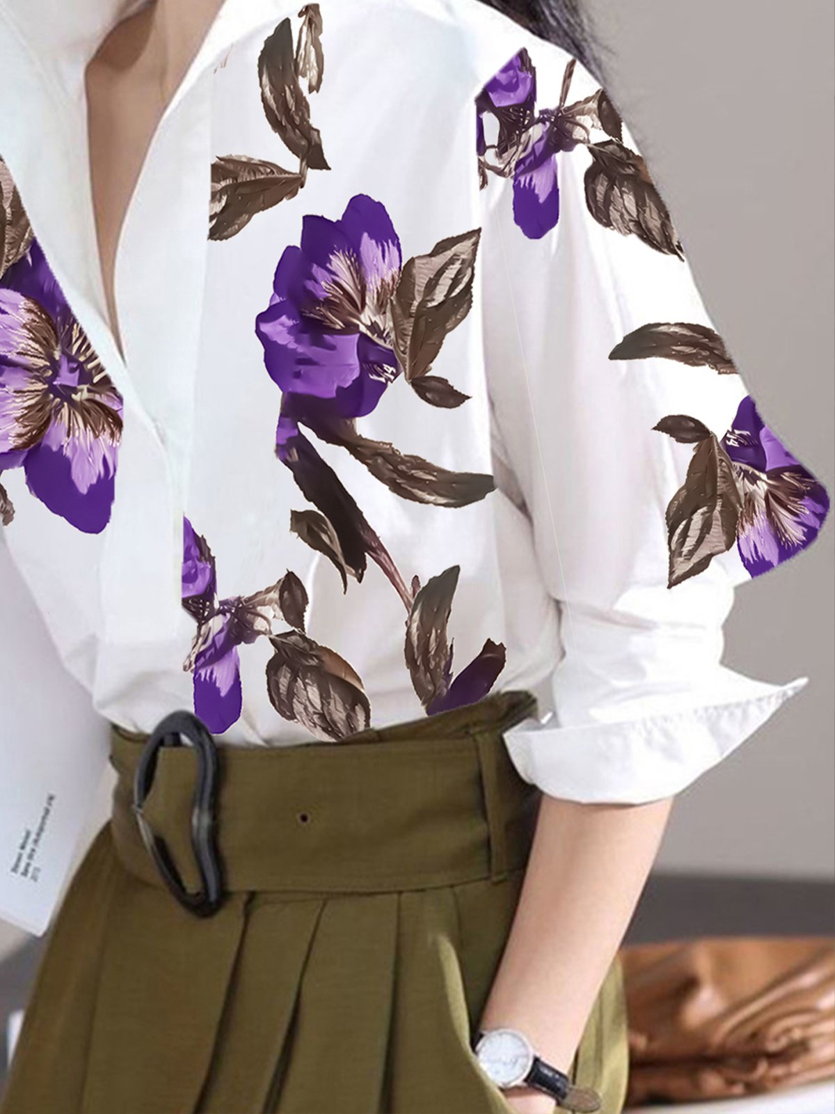 Urban Floral Stand Collar  Shirt