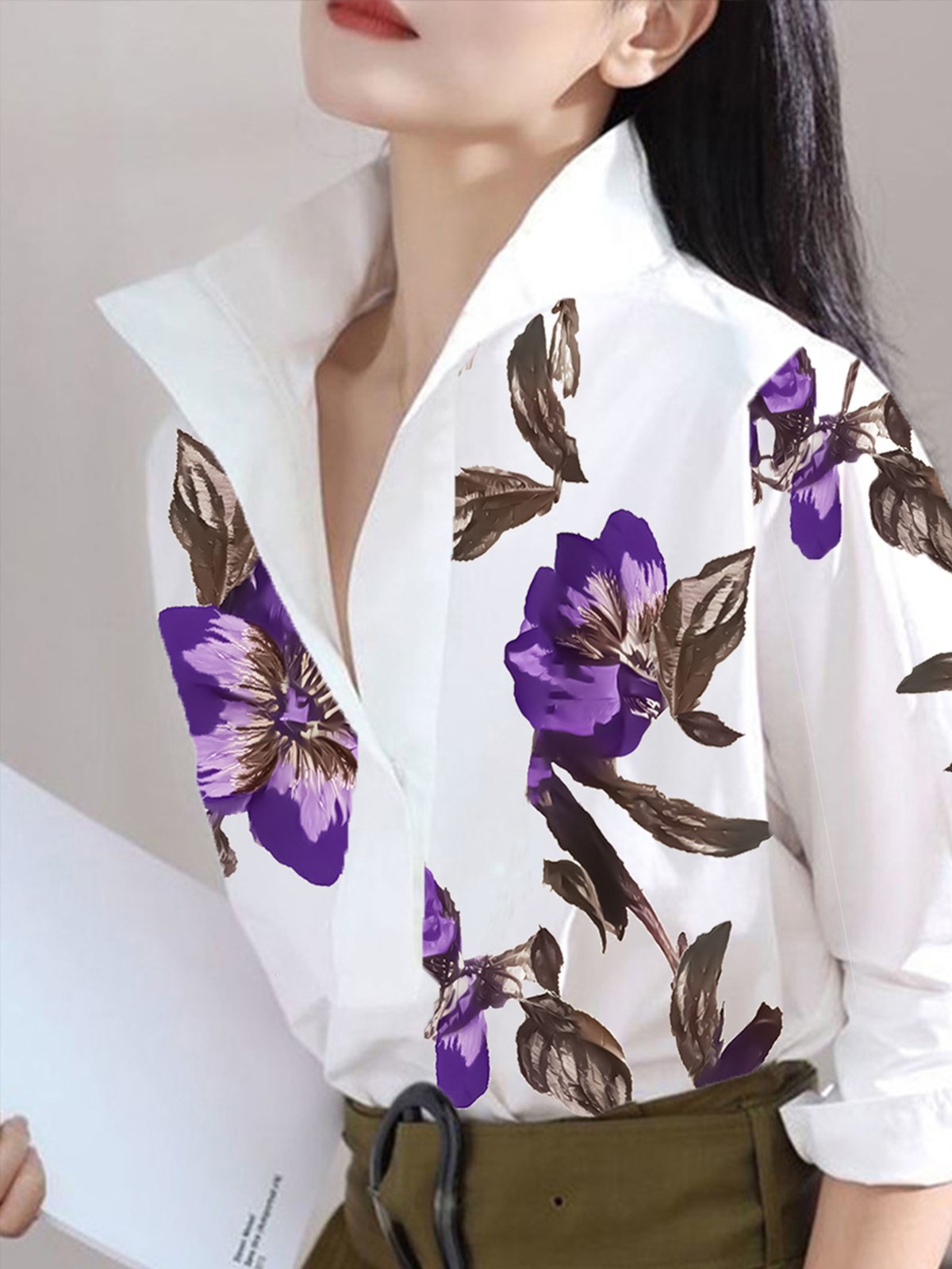 Urban Floral Stand Collar  Shirt