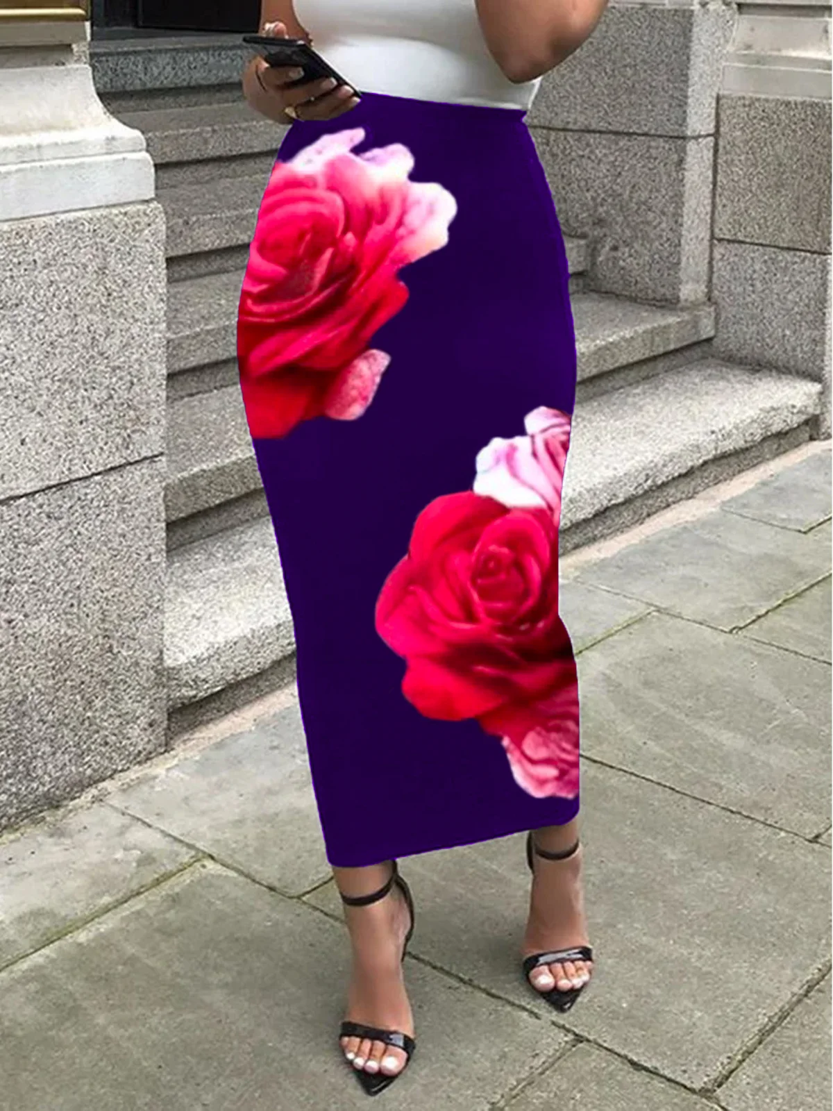 Elegant Printing Floral Maxi Skirt