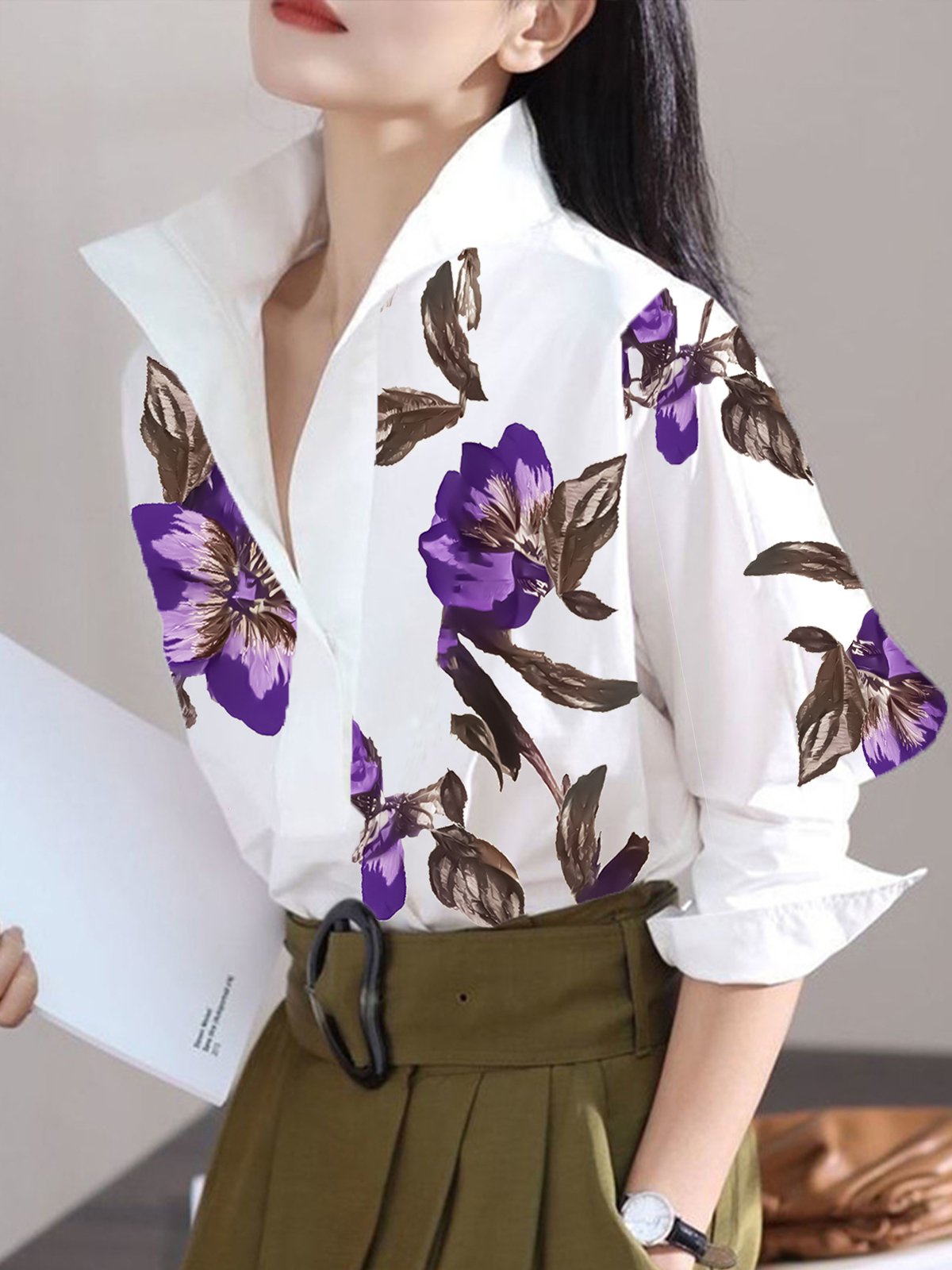 Urban Floral Stand Collar  Shirt