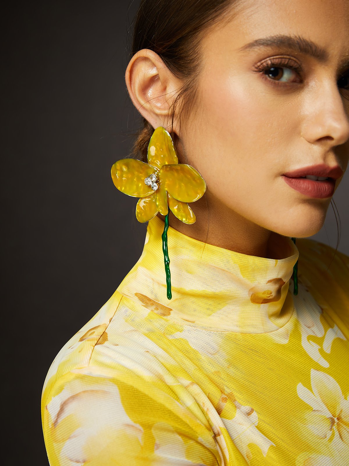 Drip Oil Enamel Luxury Large Flower Earrings