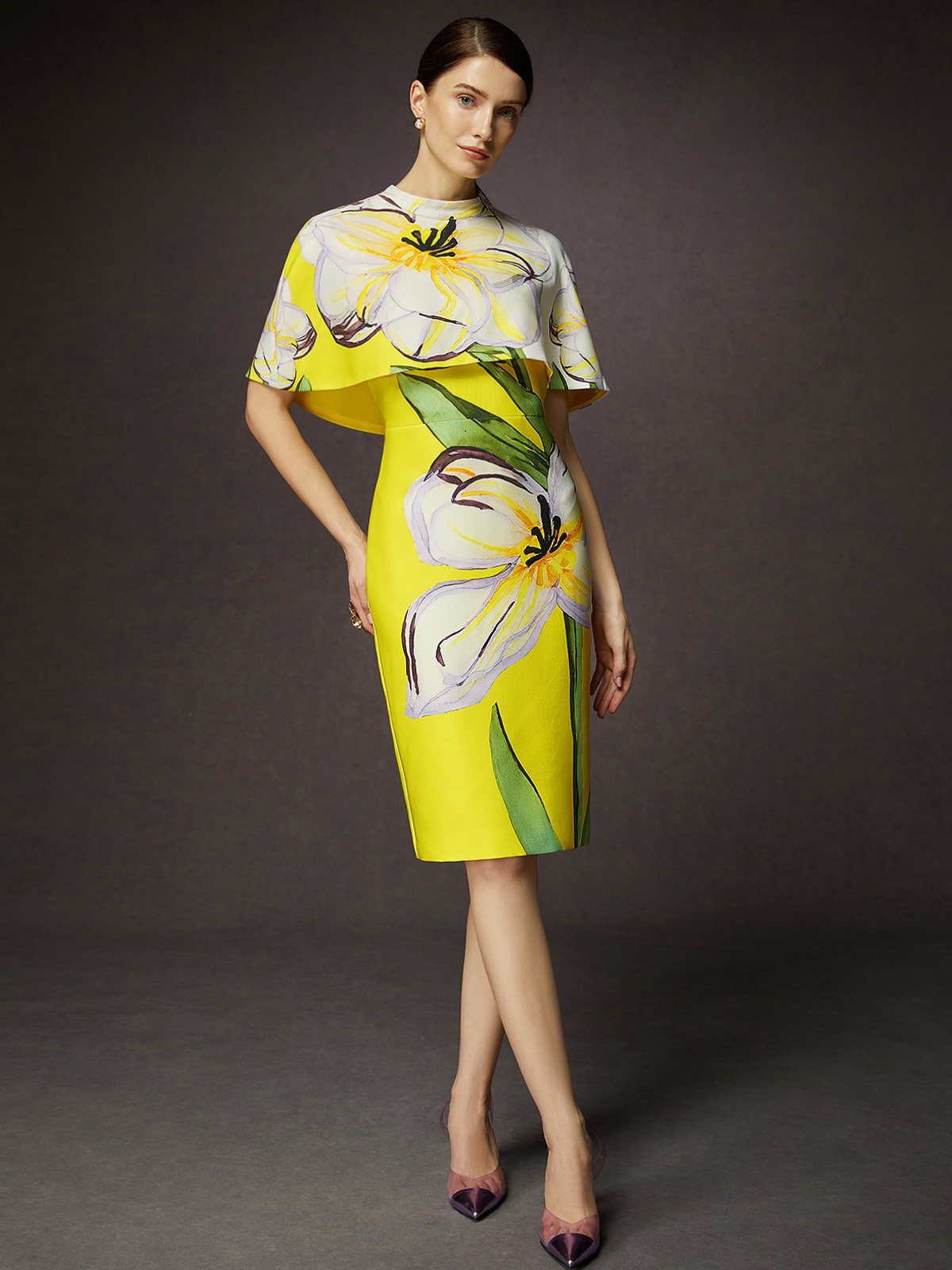 Floral Elegant Crew Neck Split Joint Midi Dress