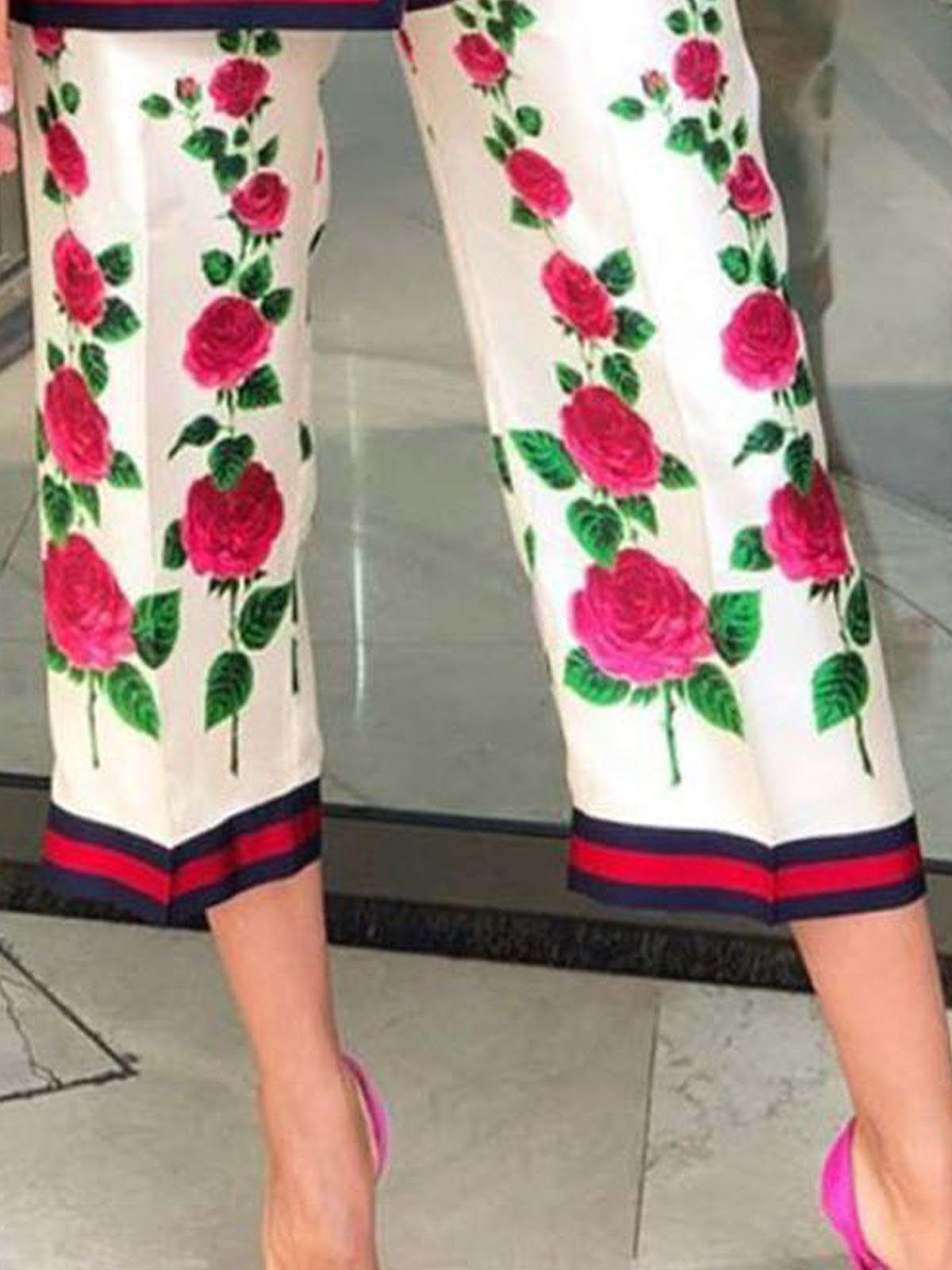 Elegant Floral Loose Straight Pants