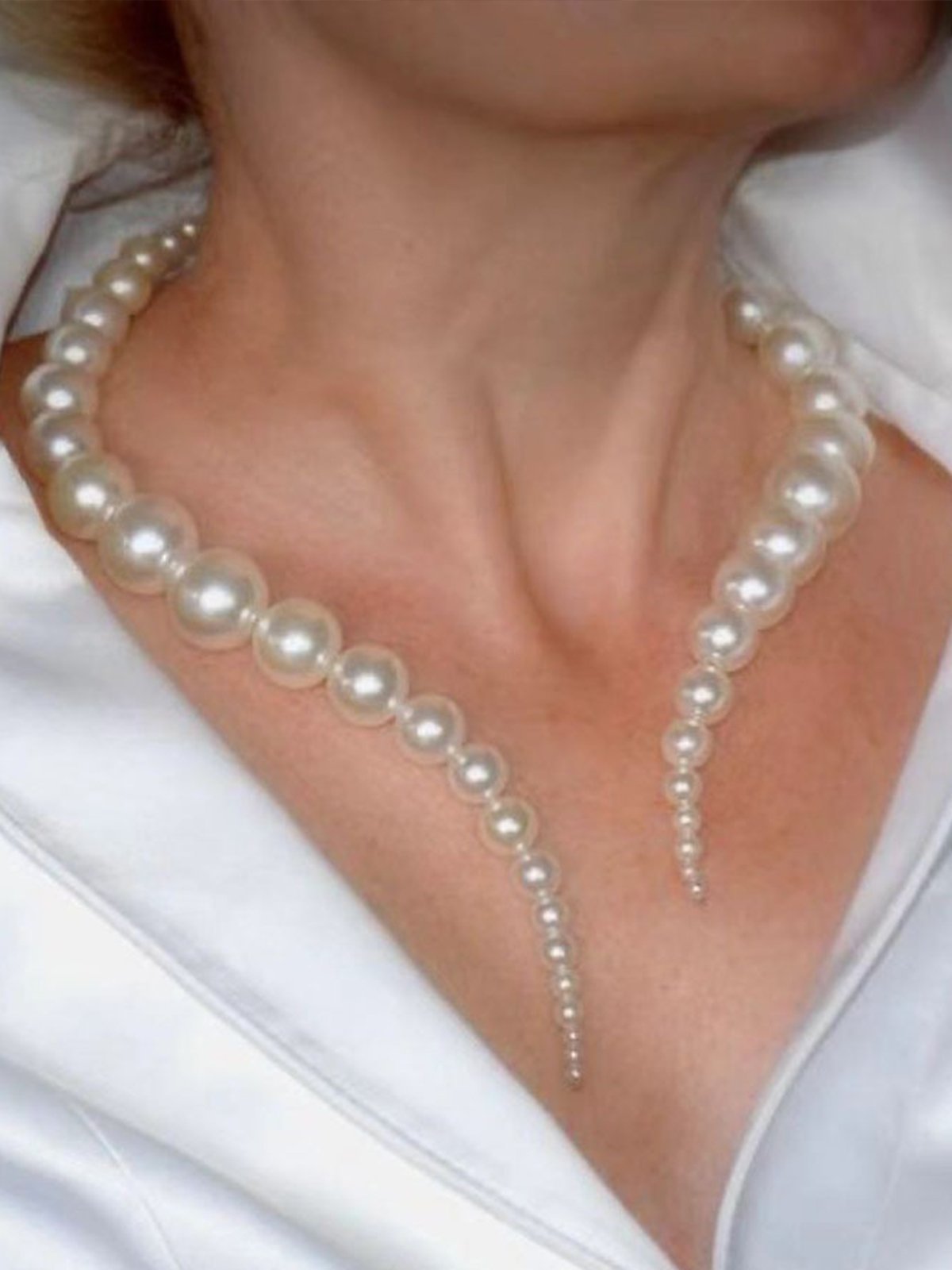 Elegant Plain Pearl Chain Necklaces