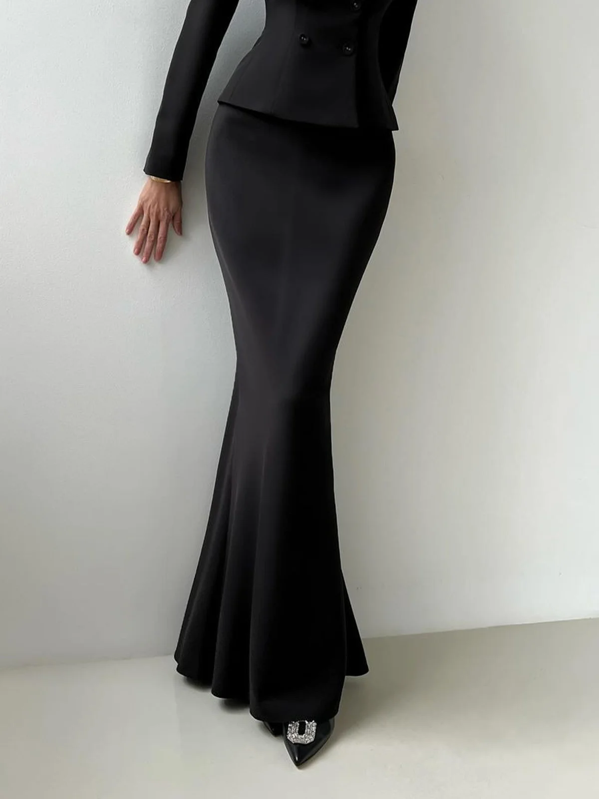 Elegant Plain Maxi Mermaid Skirt