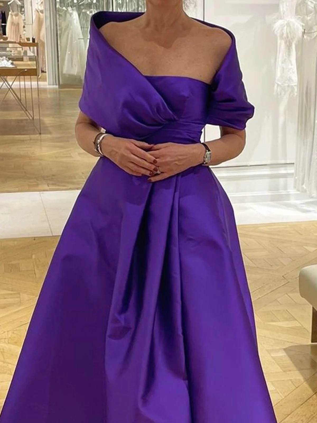 Elegant Plain Irregular Craftsmanship Cold Shoulder Maxi Party Dress