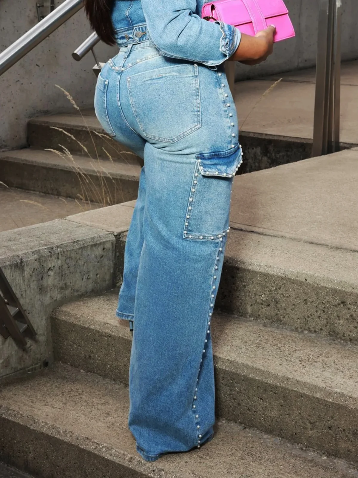 Urban Plain Denim Wide leg Jeans