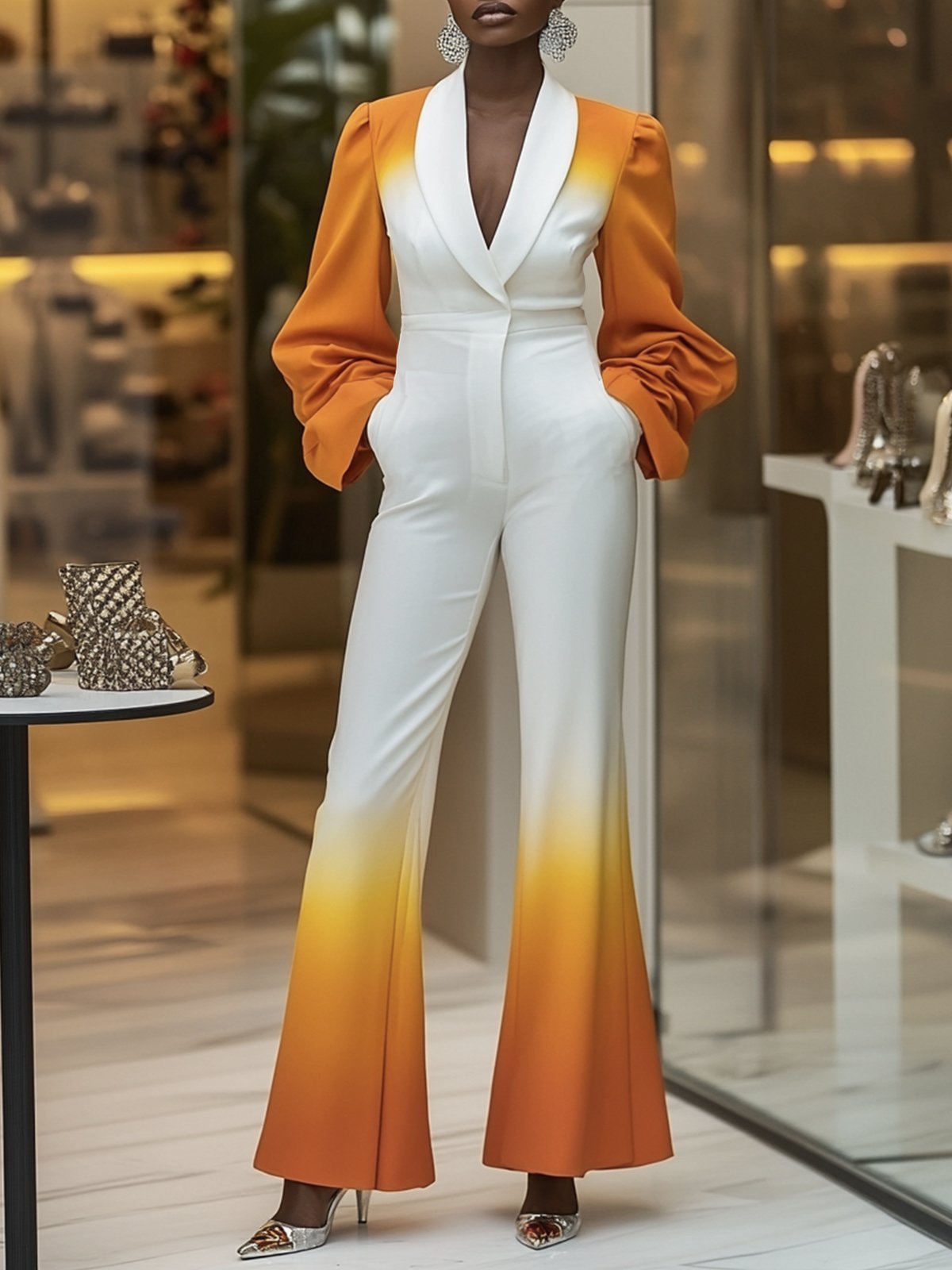 Urban Ombre Shawl Collar Jumpsuit