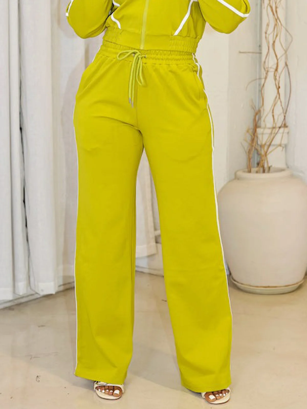 Casual Color Block  Wide Leg Pants