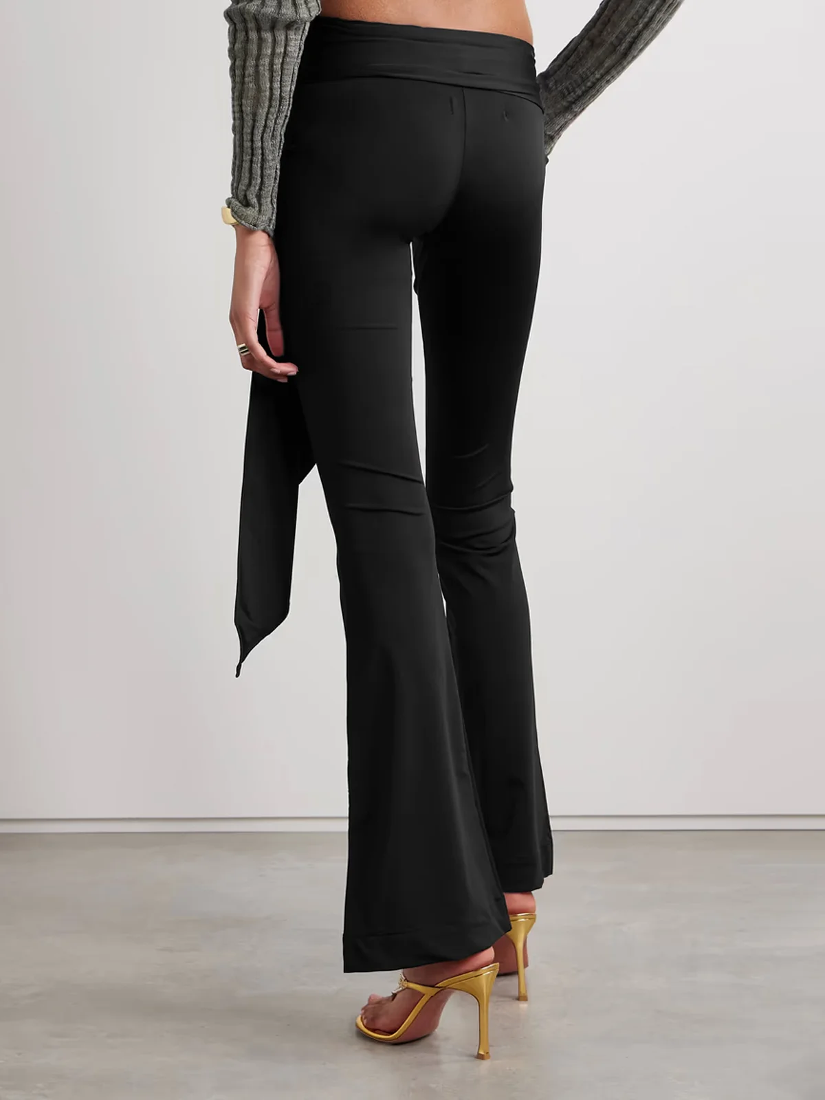 Casual Plain Buttoned Flare Pants