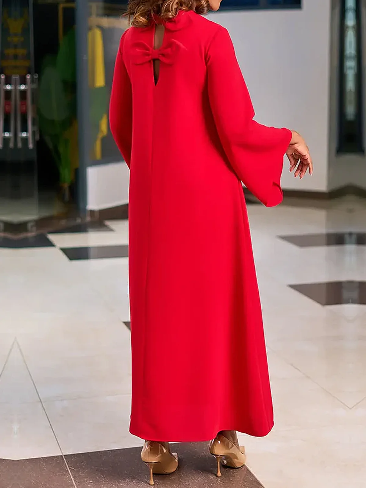 Urban Plain Loosen Crew Neck Maxi Dress