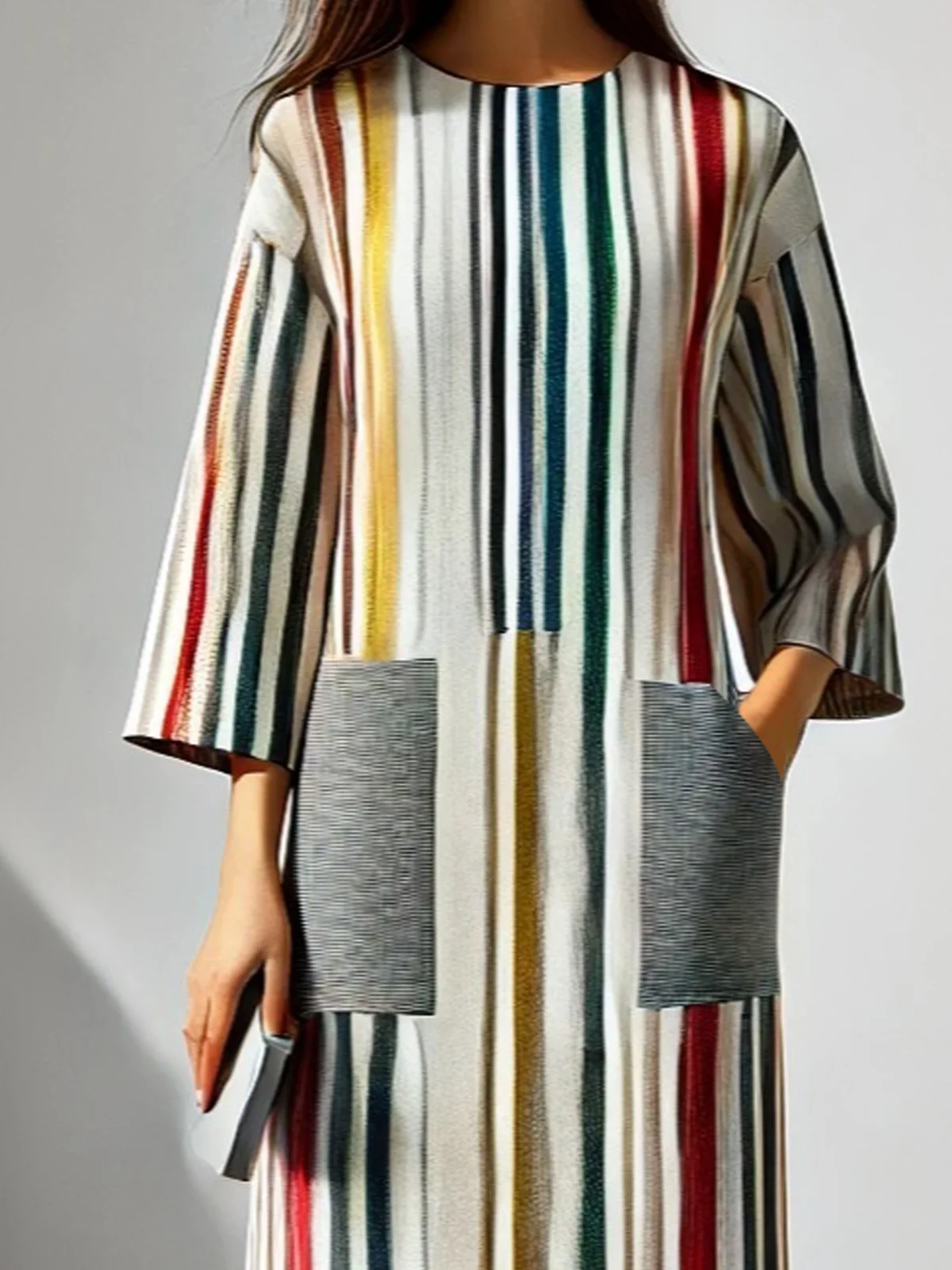 Urban Striped Knee Length Dress