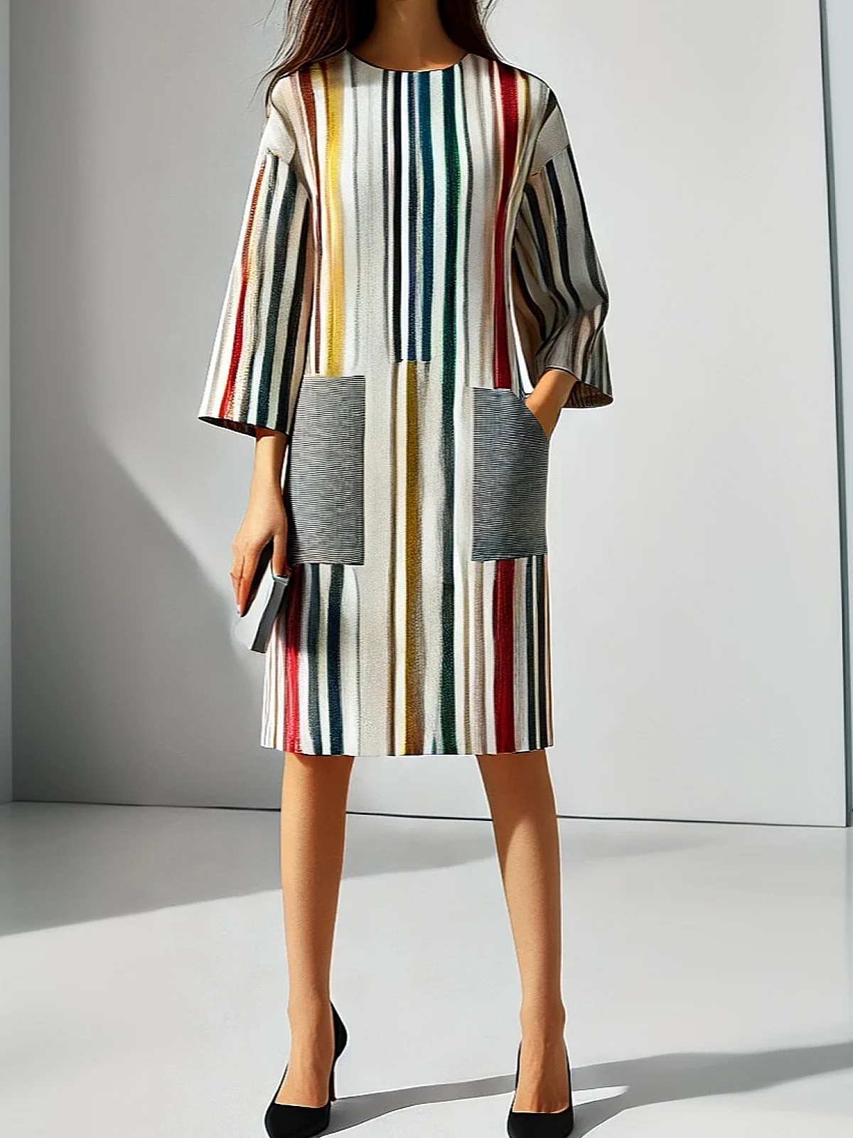 Urban Striped Knee Length Dress