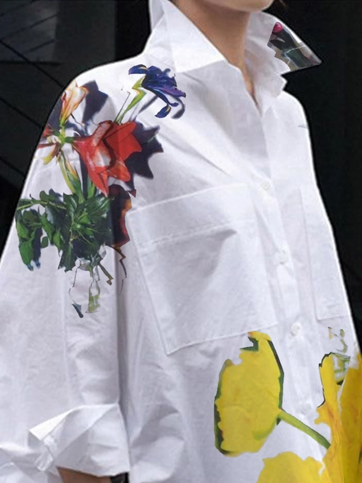 Casual Floral Irregular Craftsmanship Shirt Collar Shirt