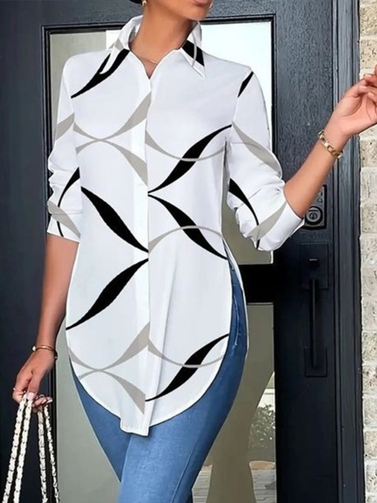 Casual Abstract Shirt Collar Shirt