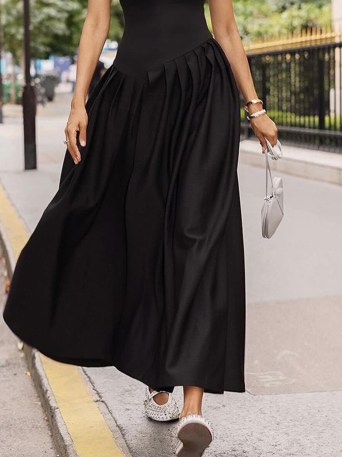 Elegant Plain Irregular Craftsmanship Maxi Dress