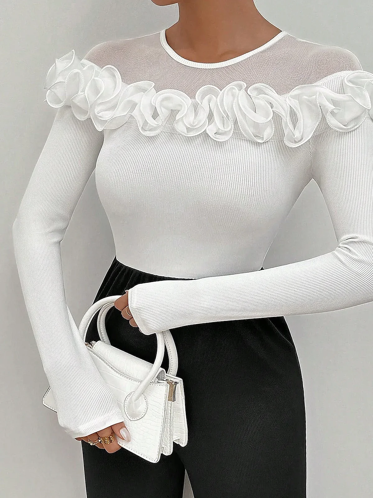 Elegant Plain Peplum  Blouse