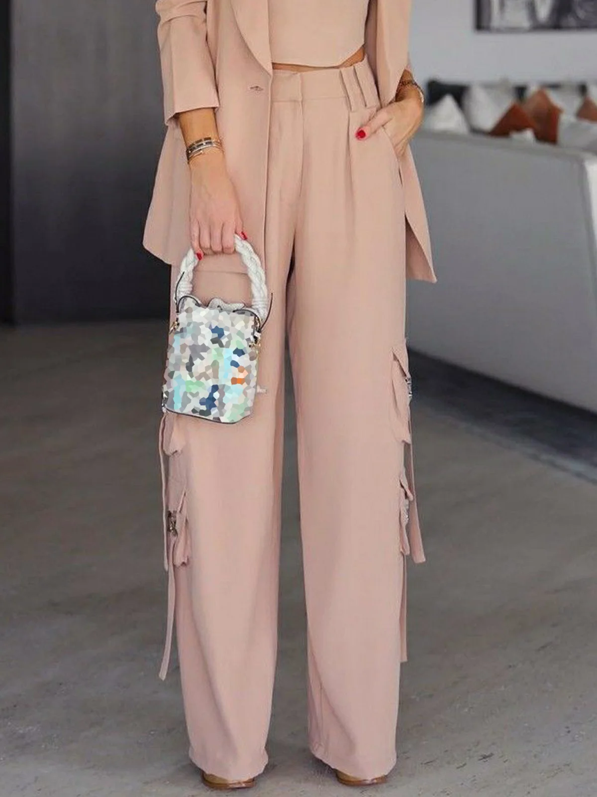 Urban Plain Wide Leg Cargo Pants