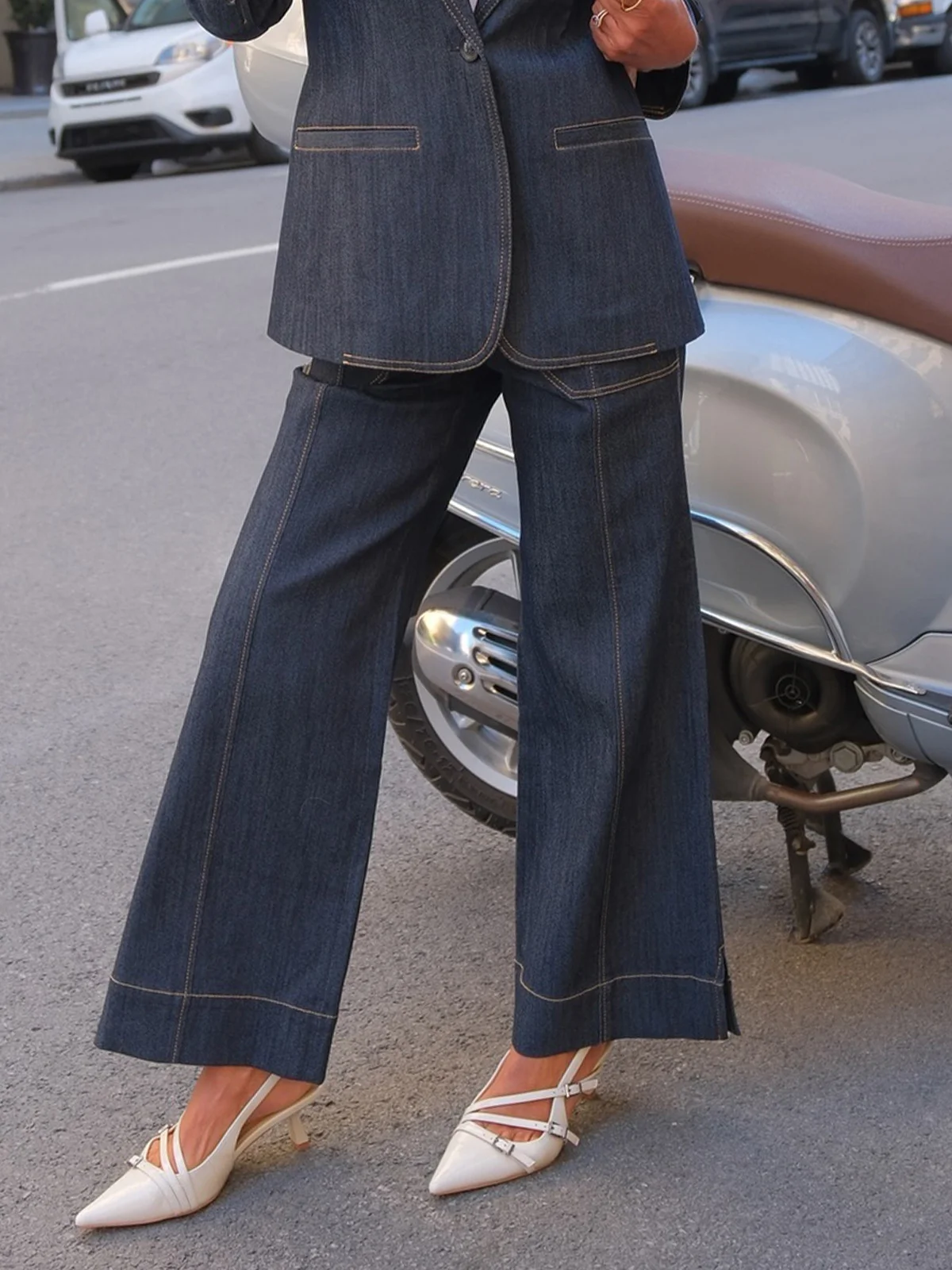 Urban Plain Wide leg Denim Jeans