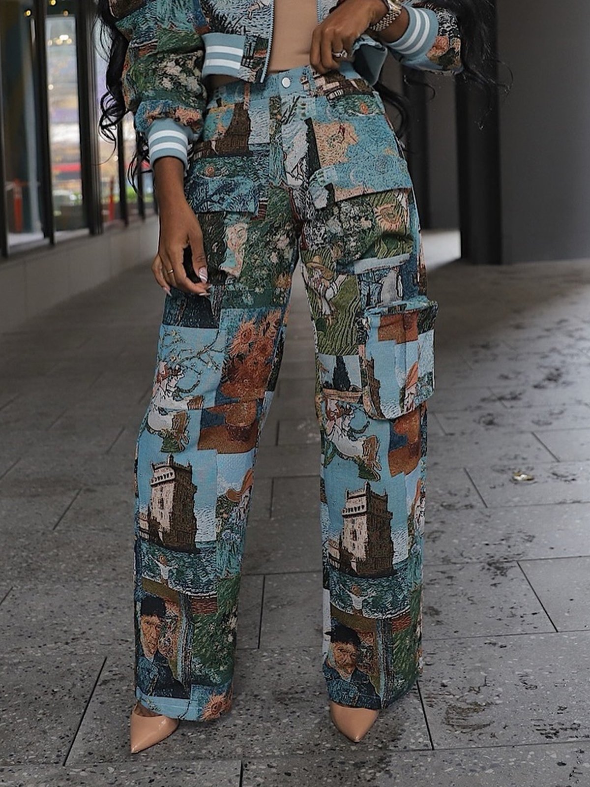 Urban Random Print Printing Fashion Pants