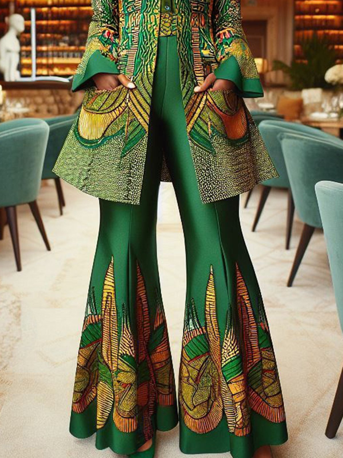 Urban Ethnic Print Flare Pants