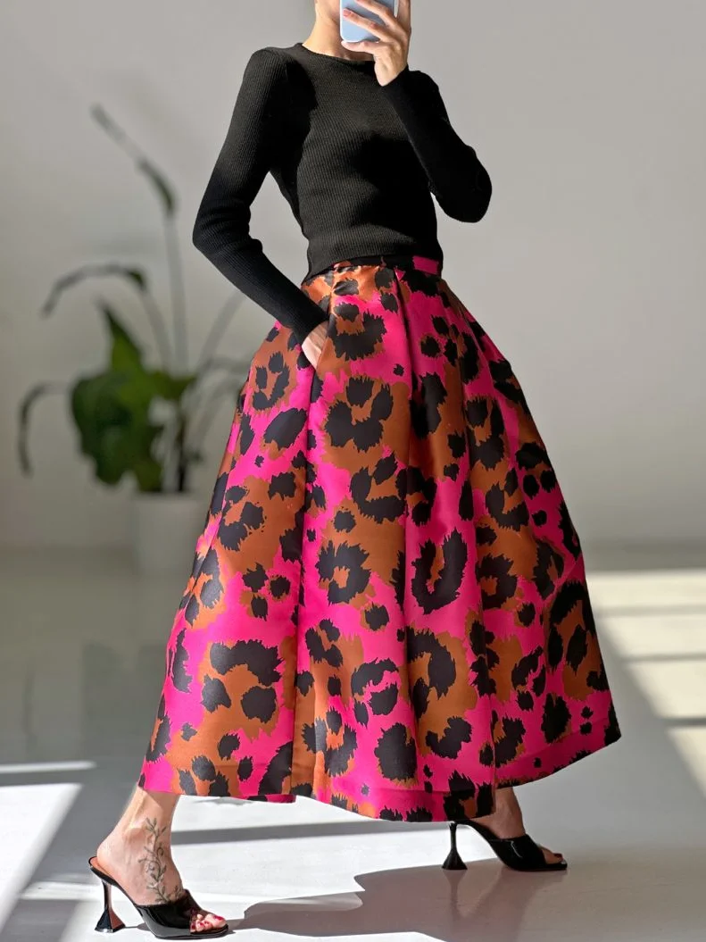 Urban Printing Leopard Maxi Skirt