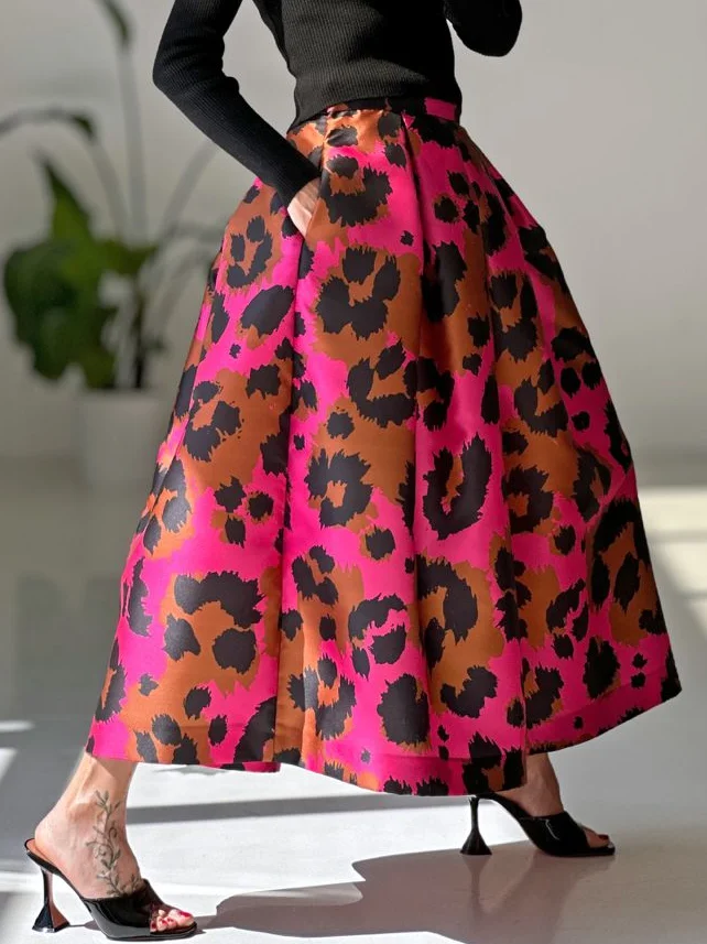 Urban Printing Leopard Maxi Skirt