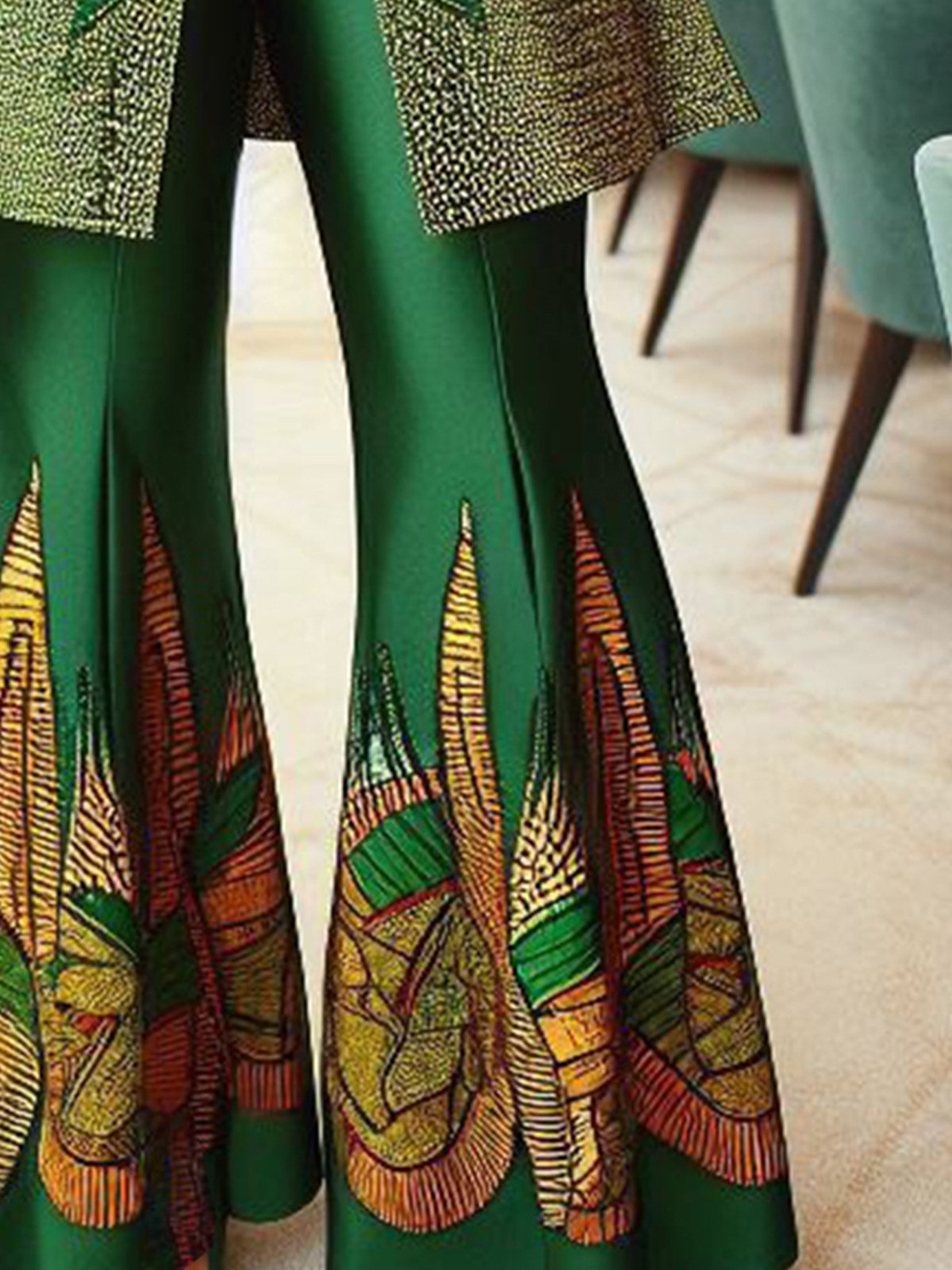 Urban Ethnic Print Flare Pants