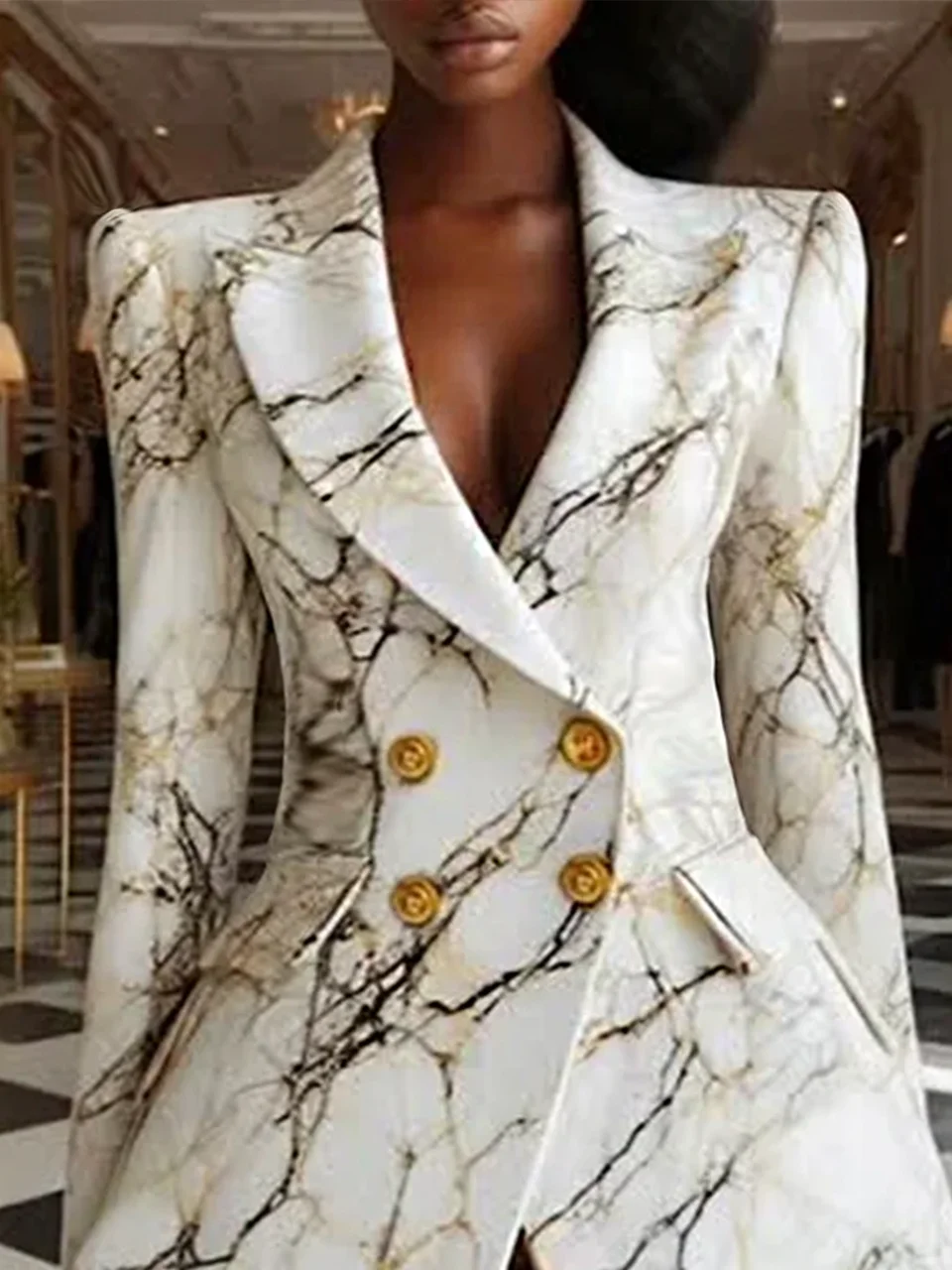 Casual Random Print Lapel Collar Blazer