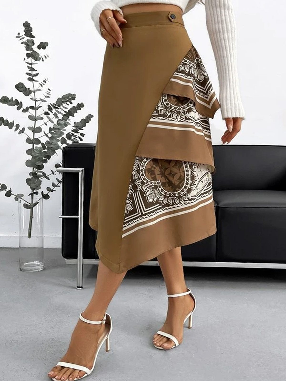 Urban Printing Abstract Midi Skirt