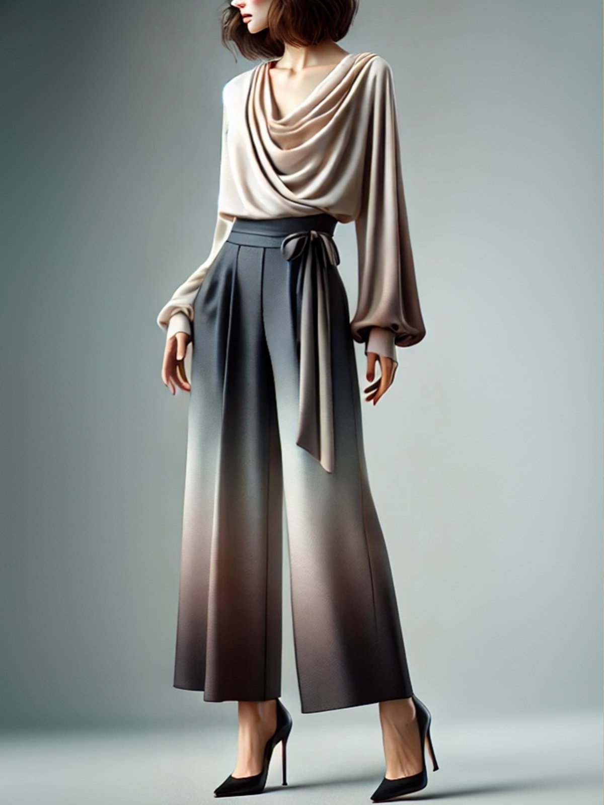 Urban Ombre Wide Leg Pants  With Belt