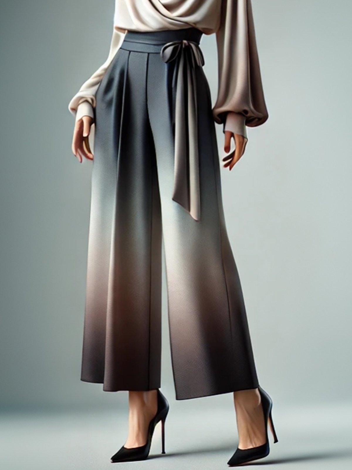 Urban Ombre Wide Leg Pants  With Belt