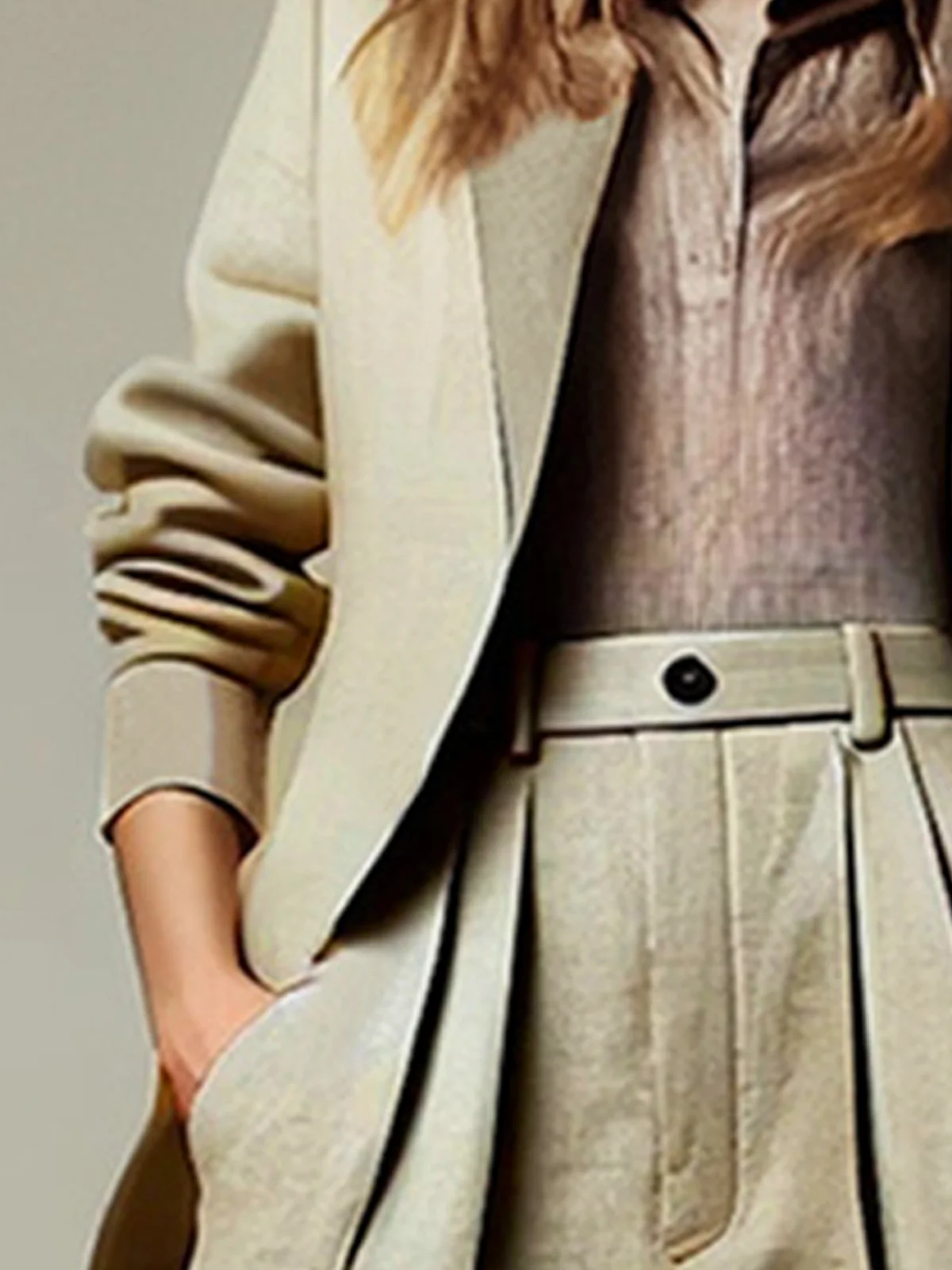 Casual Plain Lapel Collar Blazer