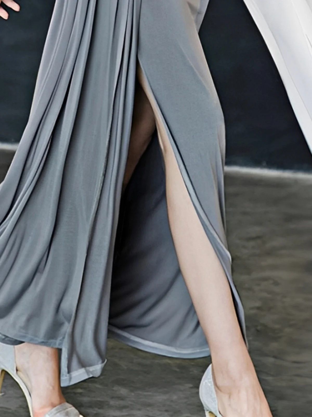 Casual Side-Slit Plain Maxi Skirt