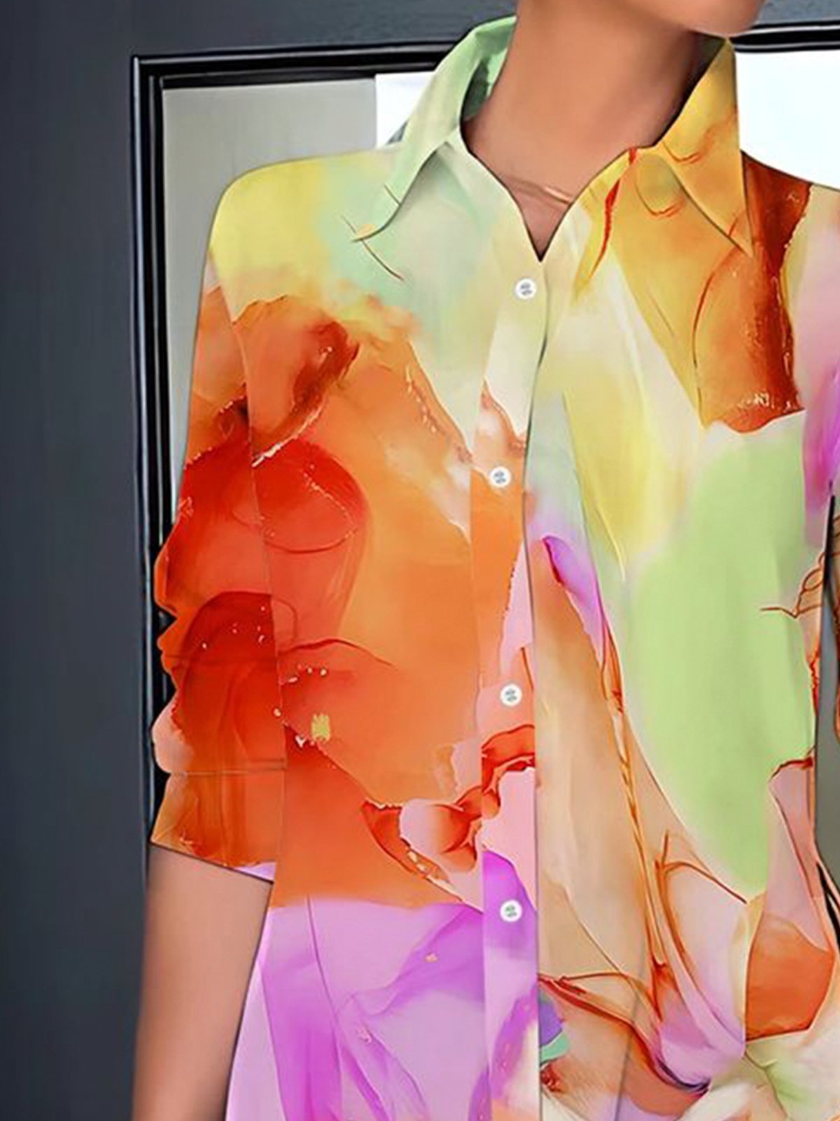 Casual Random Print Printing Shirt Collar Shirt