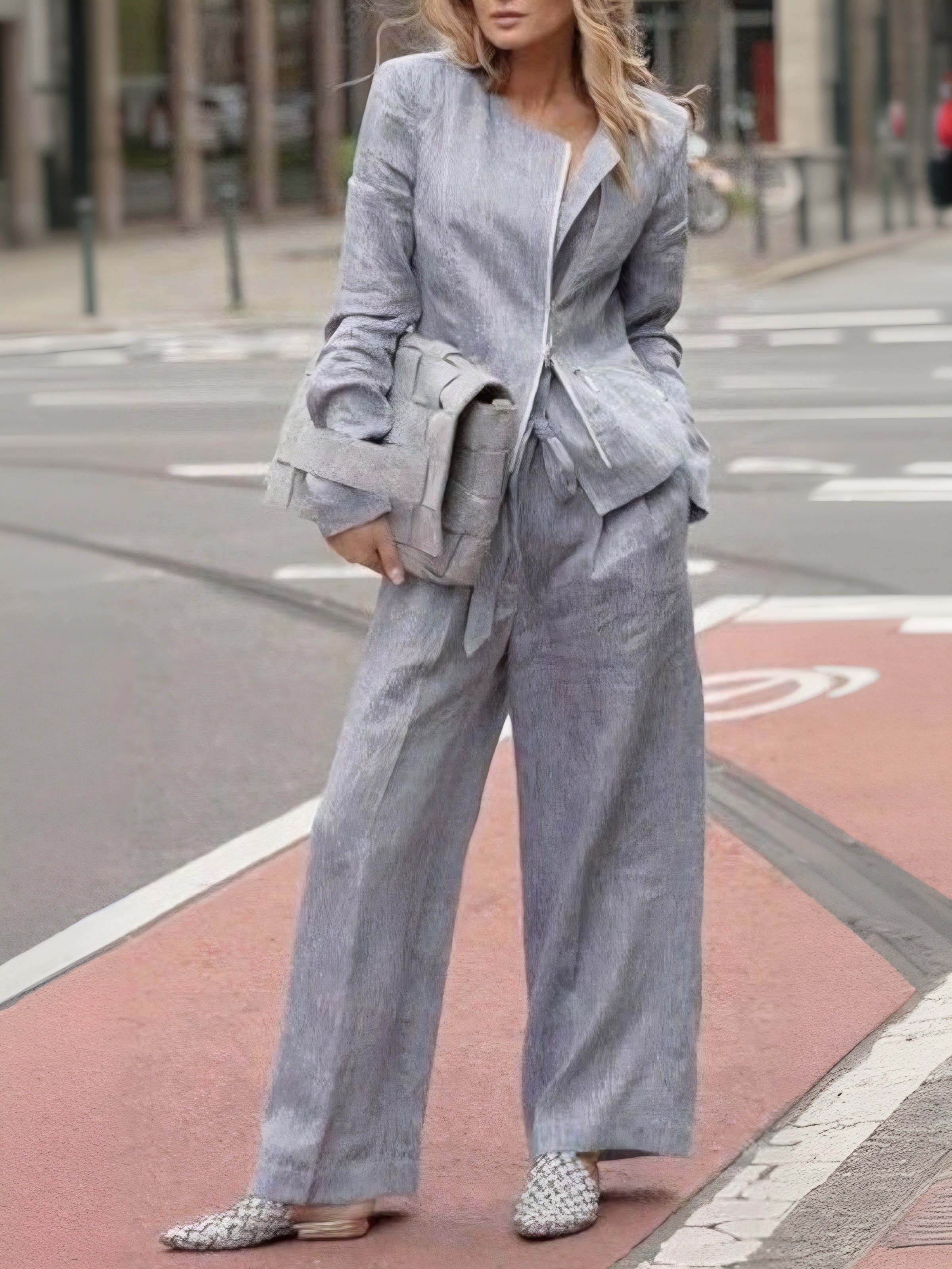 Casual Plain Straight Pants With Belt