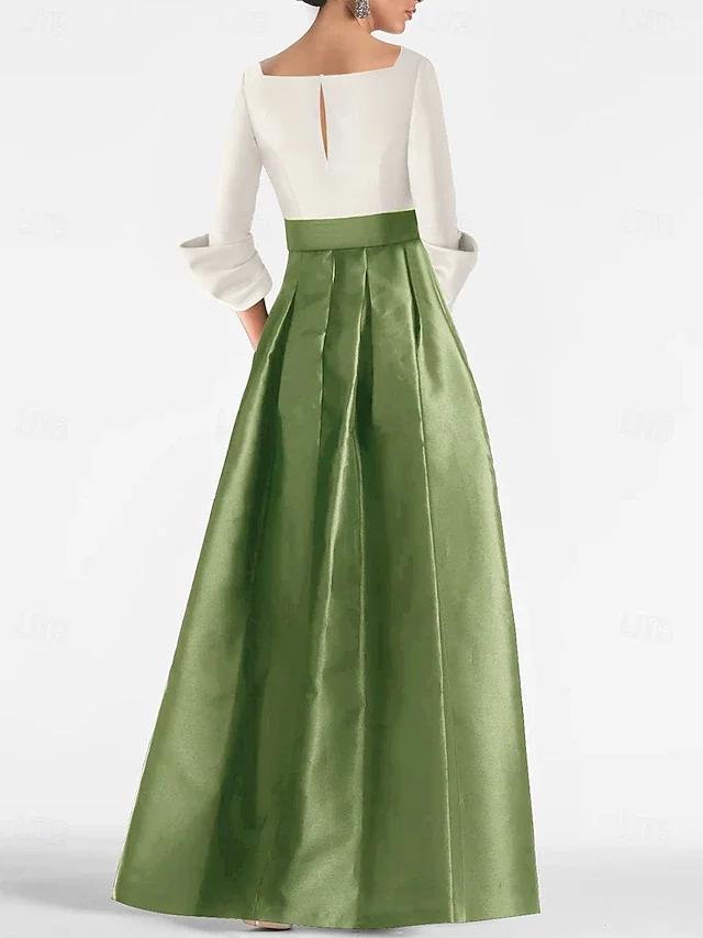 Elegant Color Block V Neck Maxi Dress With Belt