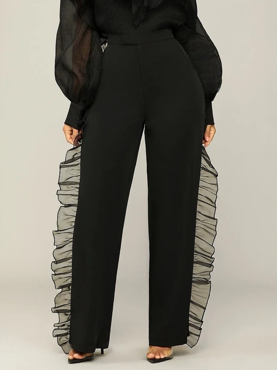 Urban Plain Straight Mesh Pants Fashion Pants