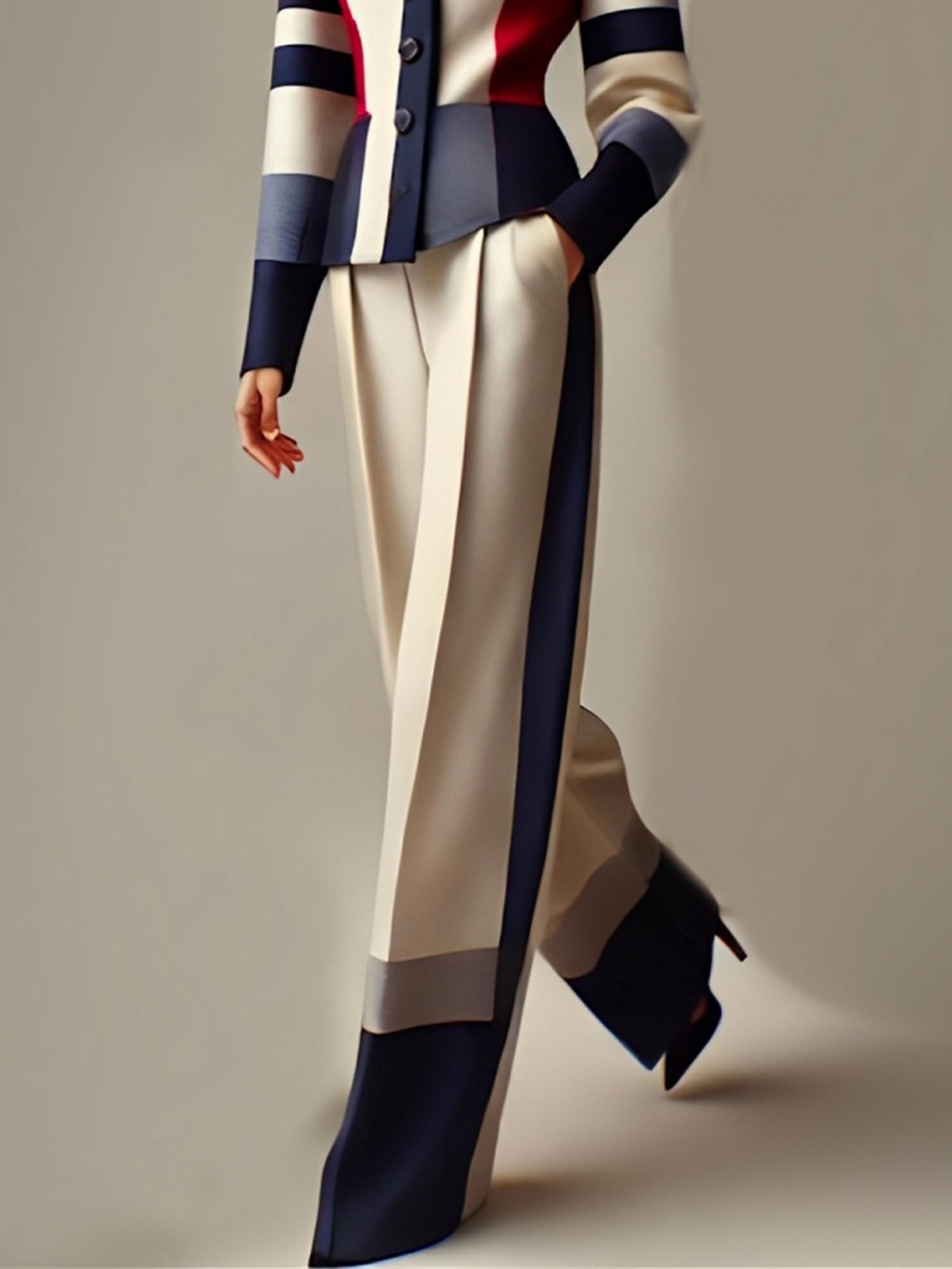 Urban Color Block Wide Leg Pants