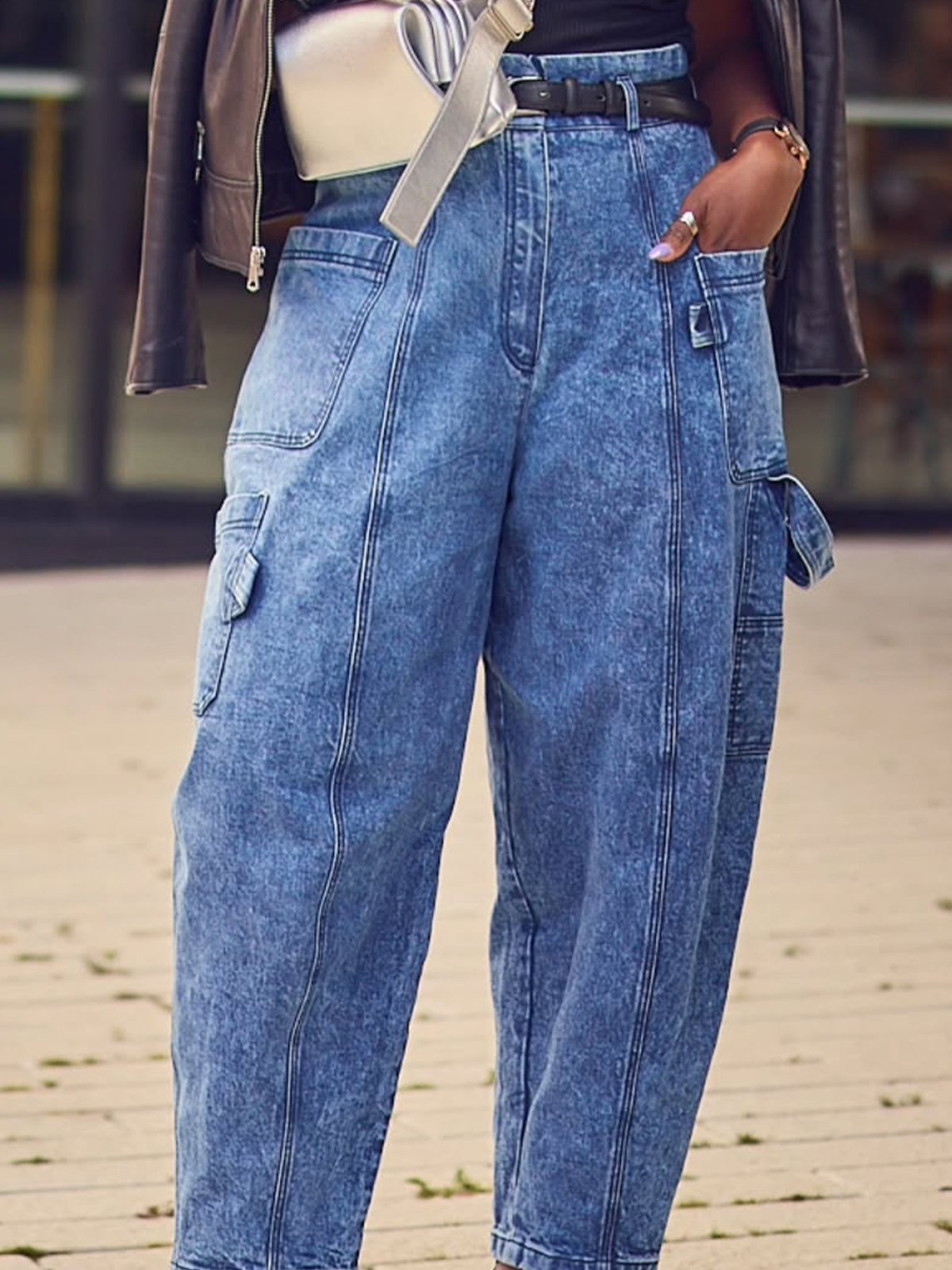 Plain Casual Denim Pockets Jeans