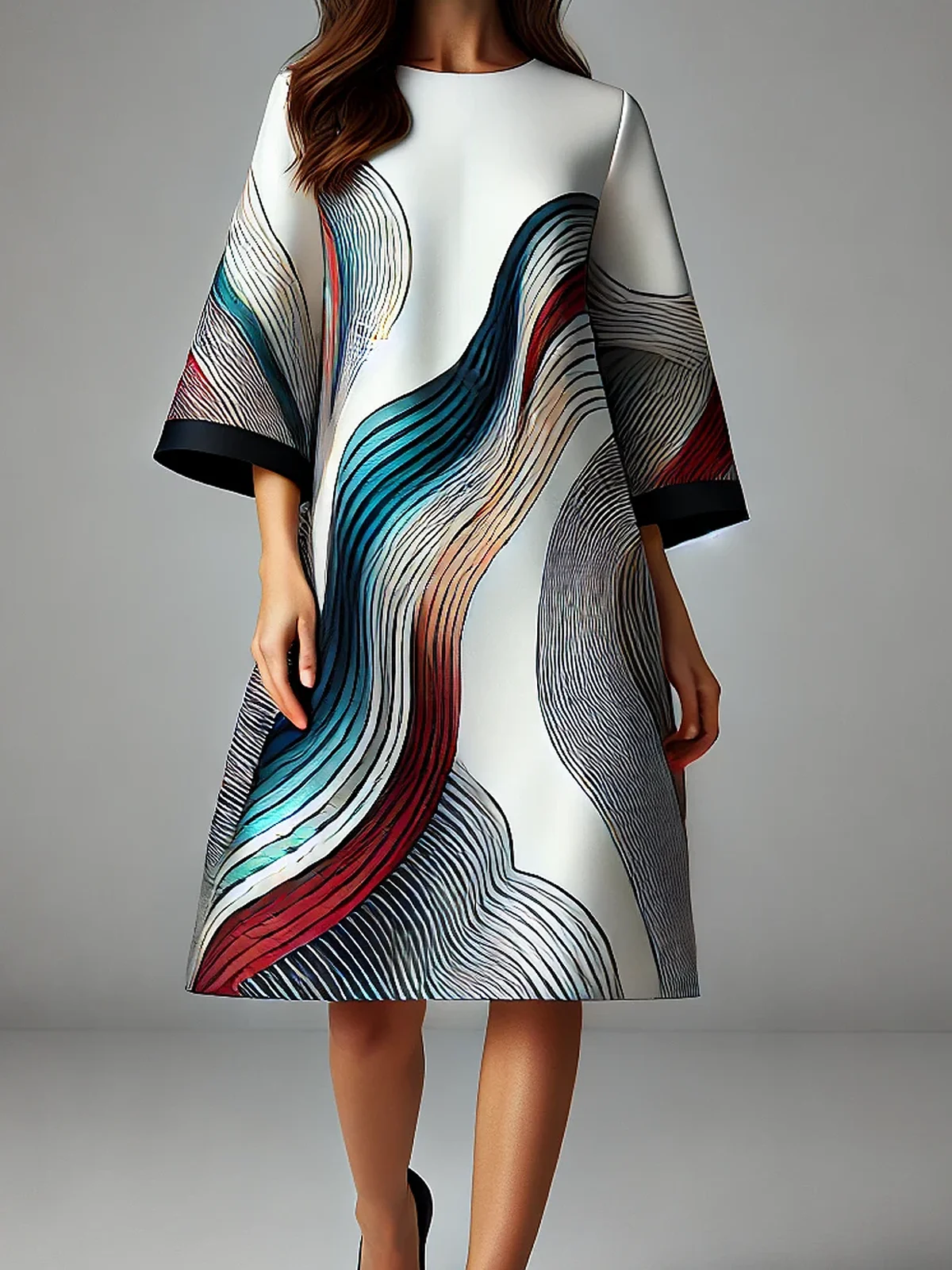 Elegant Abstract Geometry Knee Length Dress