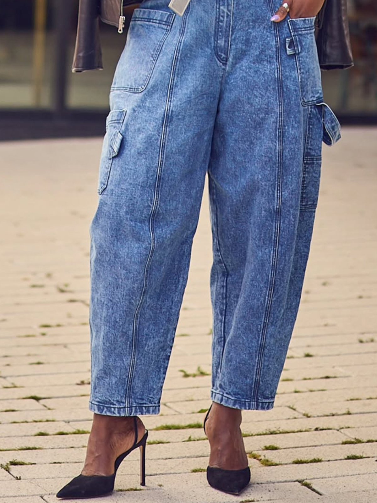 Plain Casual Denim Pockets Jeans