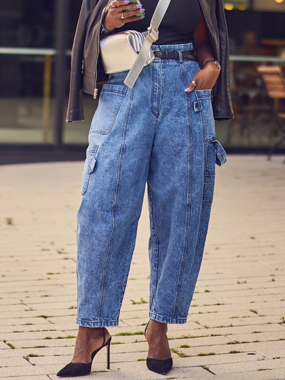 Plain Casual Denim Pockets Jeans